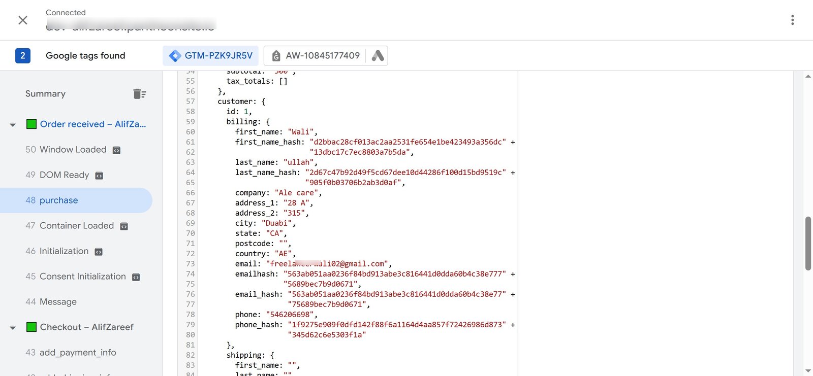 Customer data tracking